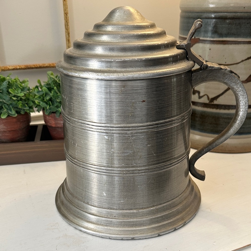 Large Vintage Pewter Lidded Tankard Ice Bucket